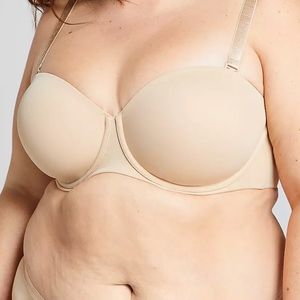 Cacique by Lane Bryant Lightly Lined Multi-Way Strapless Bra Nude size 44C